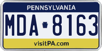 PA license plate MDA8163