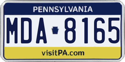 PA license plate MDA8165