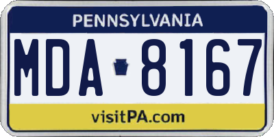 PA license plate MDA8167