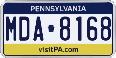 PA license plate MDA8168