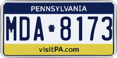 PA license plate MDA8173