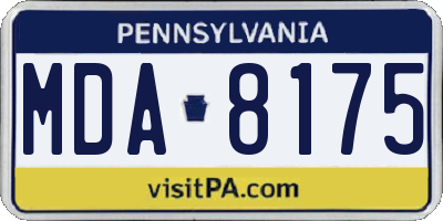 PA license plate MDA8175