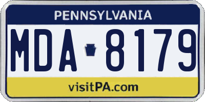 PA license plate MDA8179