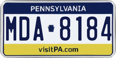 PA license plate MDA8184