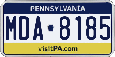 PA license plate MDA8185