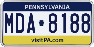 PA license plate MDA8188