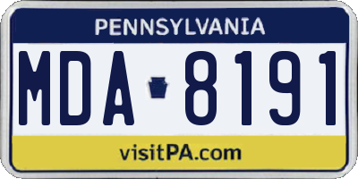 PA license plate MDA8191