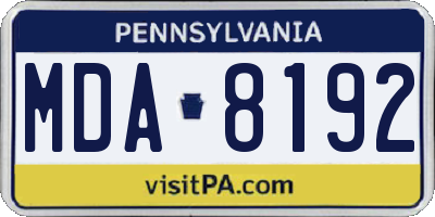 PA license plate MDA8192