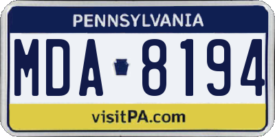 PA license plate MDA8194