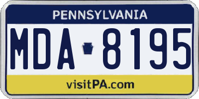 PA license plate MDA8195