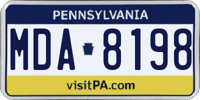 PA license plate MDA8198