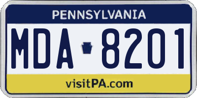 PA license plate MDA8201