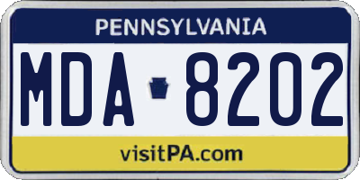 PA license plate MDA8202