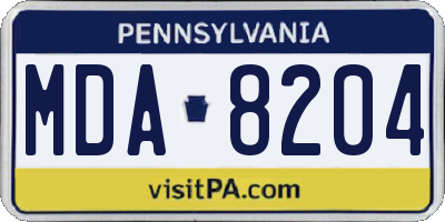 PA license plate MDA8204