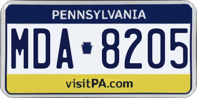 PA license plate MDA8205