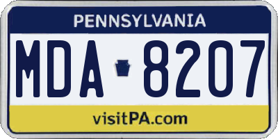 PA license plate MDA8207