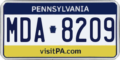 PA license plate MDA8209