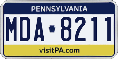 PA license plate MDA8211