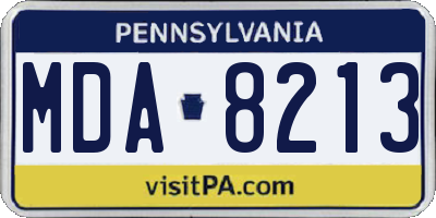 PA license plate MDA8213