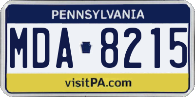 PA license plate MDA8215