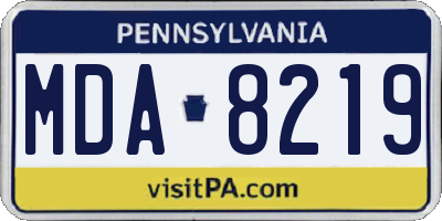 PA license plate MDA8219