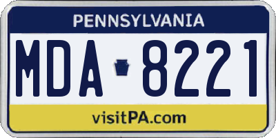 PA license plate MDA8221