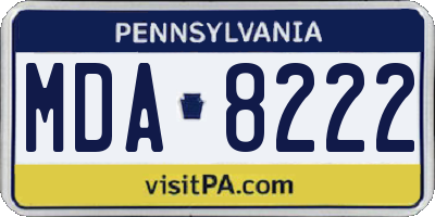 PA license plate MDA8222