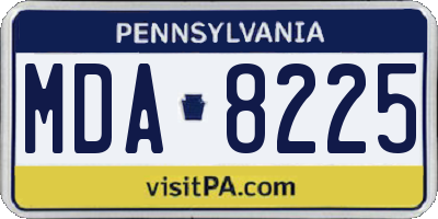 PA license plate MDA8225