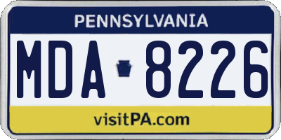 PA license plate MDA8226
