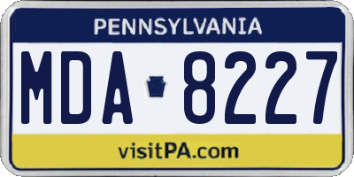 PA license plate MDA8227
