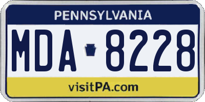 PA license plate MDA8228