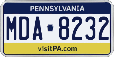 PA license plate MDA8232