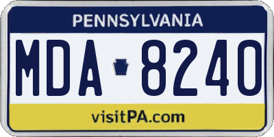 PA license plate MDA8240