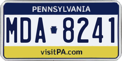 PA license plate MDA8241