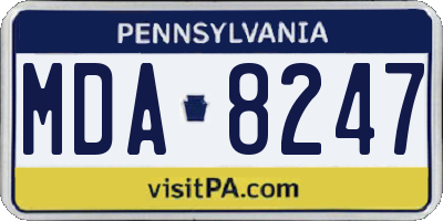 PA license plate MDA8247