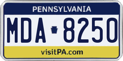 PA license plate MDA8250