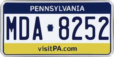 PA license plate MDA8252