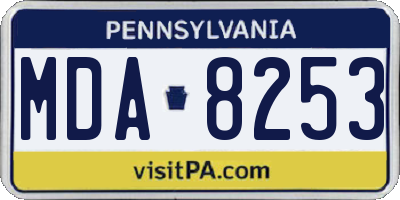 PA license plate MDA8253