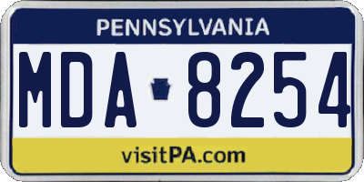 PA license plate MDA8254