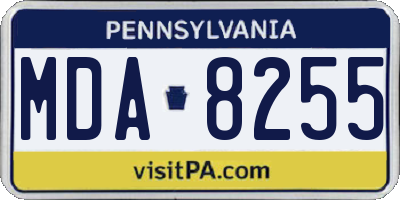 PA license plate MDA8255