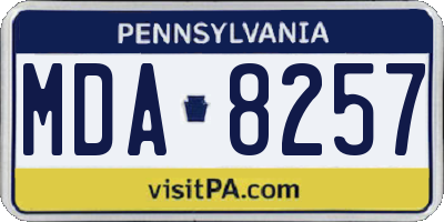 PA license plate MDA8257