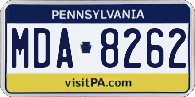 PA license plate MDA8262