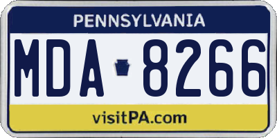 PA license plate MDA8266