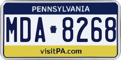 PA license plate MDA8268