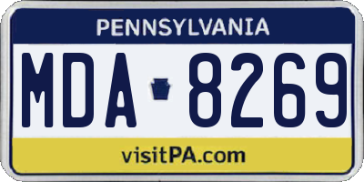 PA license plate MDA8269