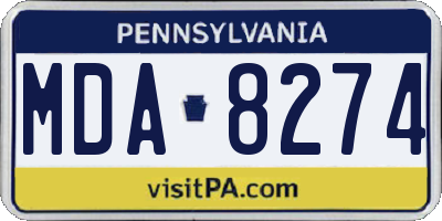 PA license plate MDA8274