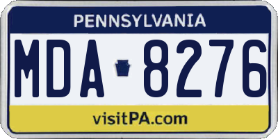 PA license plate MDA8276