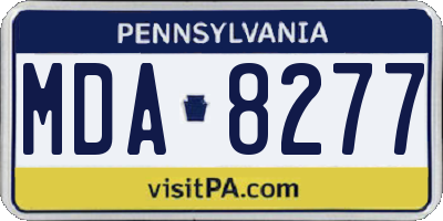 PA license plate MDA8277