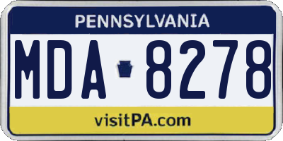 PA license plate MDA8278