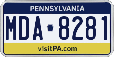 PA license plate MDA8281